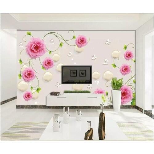WDBH Custom photo 3d wallpaper Round rose flower vine TV background wall room home decor 3d wall murals wallpaper for walls 3 d