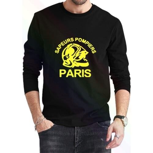 Sapeurs Pompiers Paris Logo Classic Black T-Shirt 2021 Newest Summer Mens Long Sleeve Popular Tees Shirt Tops Novel Unisex