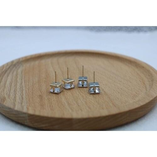 2019 new square 4 * 4mm -8 * 8mm color AAAA zirconium earnail custom fashion jewelry earrings