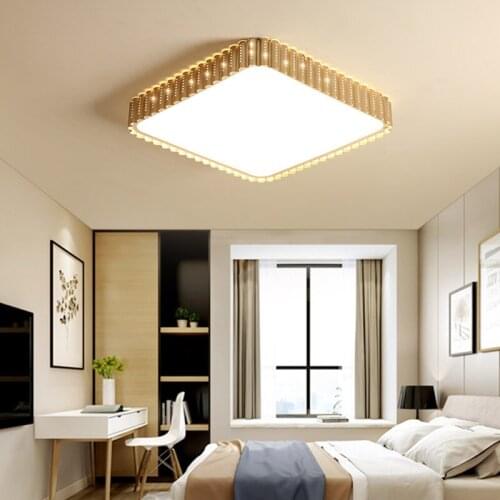 Contemporary Geometry Square Bedroom Ceiling Light Gold Ceiling Led Lamp Light For Bedroom Living Room 48W With Remote Control