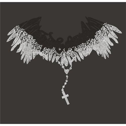 Rhinestone Iron On Transfers Garment Hotfix Rhinestones Wing T Shirt Sticker Crystal Strass Patches For Clothing Diamond Crafts