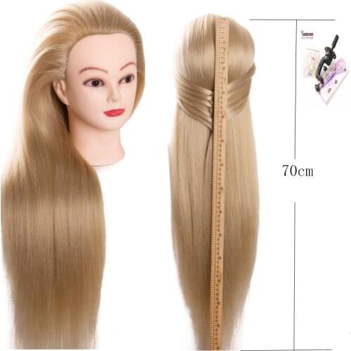 Training Mannequin Head With Hair 70cm Synthetic Fiber Cosmetology Hairdressing training head Dolls Manikin Heads Hairstyles