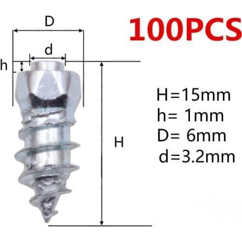 100 Pcs Stud Screw 15mm Anti-Slip Screw Stud Wheel Tyre Snow Tire Spikes Trim Auto Accessories for Auto Car SUV ATV