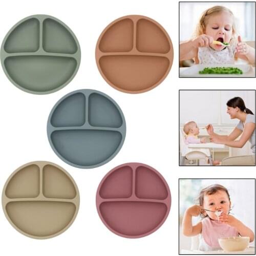 Waterproof Food Grade Silicone Baby Divided Bowl Antislip Children Dinner Plate Infant Learning Feeding Dish