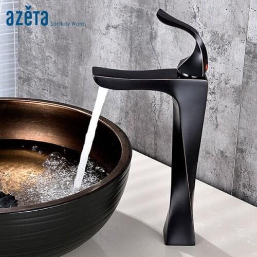 Azeta Tall Basin Faucet ORB/Chrome Bathroom Brass Single Hole Basin Mixer Tap Cold and Hot Water Function Basin Faucet AT6676HB