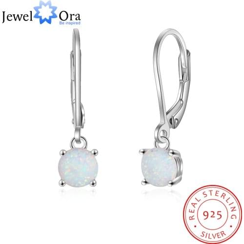 Simple Style 925 Sterling Silver White Opal Hoop Earrings for Women Fashion Wedding Earrings Gift for Mother (Jewelora EA103241)