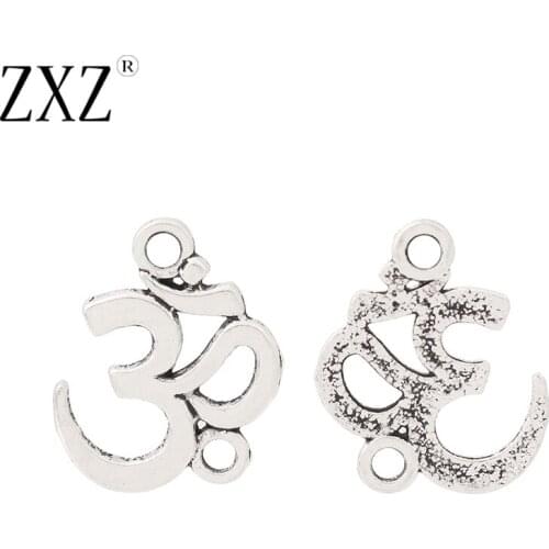 ZXZ 20pcs Tibetan Silver Tone OM AUM Yoga Connector Charms for Bracelets & Bangles Jewelry Making Accessories