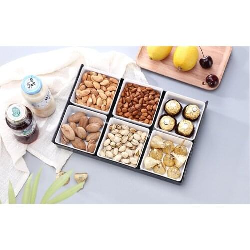 1PC Creative Plastic Snack Plates Divided Lattice Fruit Plates Storage Tray Living Room Solid Plastic Snack Dish Plate OK 0809