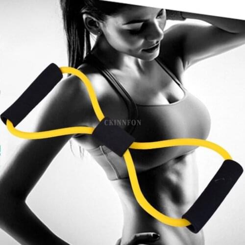 100Pcs/Lot 8 Word Chest Fitness Gum Rubber LOOP Latex Resistance Fitness Equipment Stretch Yoga Training Elastic Band