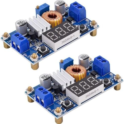 2 Pack DC-DC 5A Buck Converter 4-38V to 1.25-36V Step Down Voltage Regulator High Power Module with LED Display