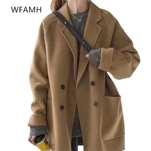 2021 spring and autumn luxury coat high-end light luxury cashmere woolen coat womens suit mid-length Full Polyester Pockets