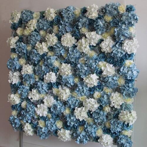 27panels/lot Wedding Flower Wall royal blue with white Rose & Hydrangeas flower backdrop wedding stage decoration