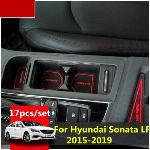 3D Rubber Mat For Hyundai Sonata LF 2015-2019 Door Slot Pad Cup Cushion Groove Mat Lnterior Anti Slip Mat Car Accessories