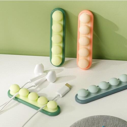 4 Holes USB Cable Organizer Cable Clamp Wire Winder Headphone Earphone Holder Cord Silicone Clip Phone Line Desktop Management