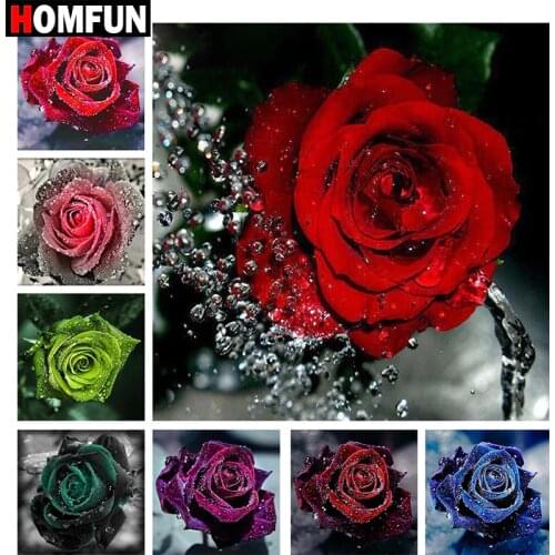 HOMFUN Diy 5d Diamond Painting "Colorful rose landscape" Cross Stitch Square Round Diamond Embroidery Handwork Rhinestone Art