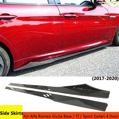 Door Side Bumper Extensions Lips Aprons Stickers for Alfa Romeo Giulia Carbon Fiber Side Skirts Body Kits 2017 2018 2019 2020