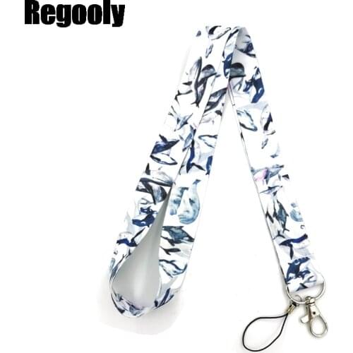 Dolphin Whale Ocean Keychain Lanyards Id Badge Holder ID Card Pass Gym Mobile Phone Badge Holder Key Strap decorations