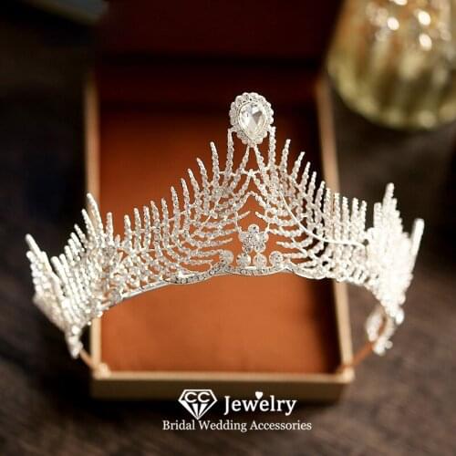 CC Crowns Women Hair Accessories Wedding Crown Bridal Hairbands Engagement Jewelry Water Drop Shape Trendy Headpiece Gifts HS66