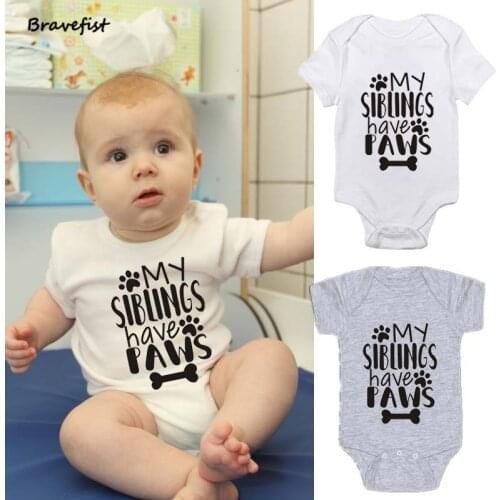 Gray Baby Newborn Romper Letters Print Baby Boy Romper Children Jumpsuit Infant Summer Onesie Kids Clothes Outfits 0-24Months