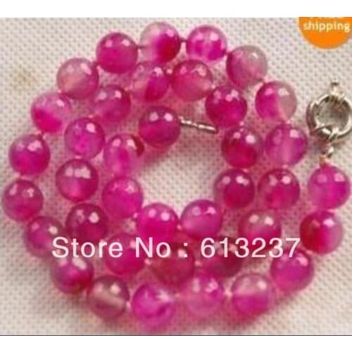 Hot free Shipping new Fashion Style diy 10mm Pink carnelian onyx agat stone Round Beads Necklace 18 " MY5169