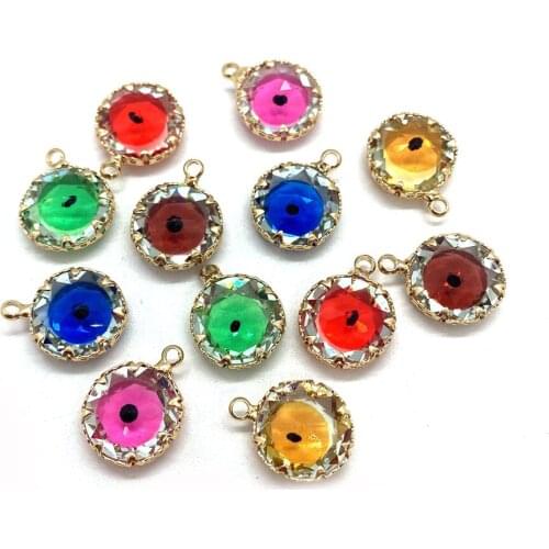 Crystal Pendant Color Eye Shape Round Necklace Ear Pendant Pendant DIY Handmade Jewelry Accessories Jewelry Making 4pcs/bag