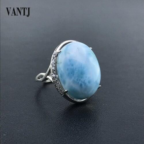Natural Larimar 925 silver rings for women blue Larimar gemstone man big rings fine jewelry Opening ring design gem oval 13*18mm