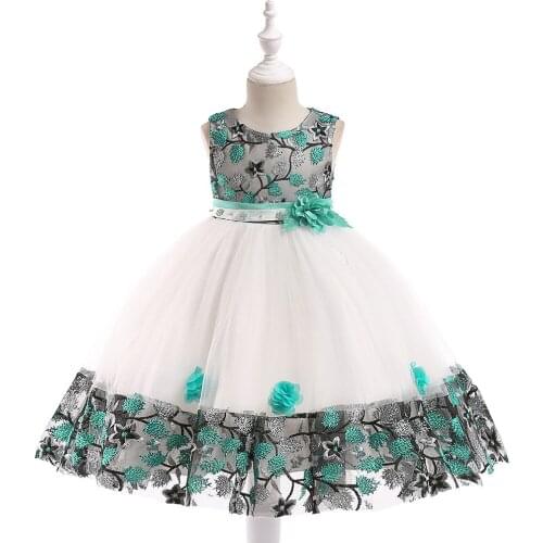 4-8Yrs Baby Girl Embroidered Lace Princess Dress Sleeveless Flower Girl Wedding Christmas Party Evening Dresses Kids Clothes