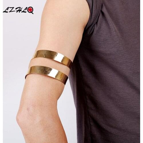 LZHLQ Fashion Metal Arm Bracelet Punk Plating Spiral Bangles Trendy Unisex Jewelry Bangle Simple Geometric Adjustable Bracelets