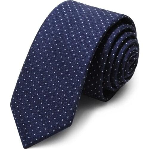 Fashion Brand Polka Dot Navy Blue Men Tie 5.5cm Slim Casual Necktie Designer Brand Skinny Mens Work Interview Ties with Gift Box