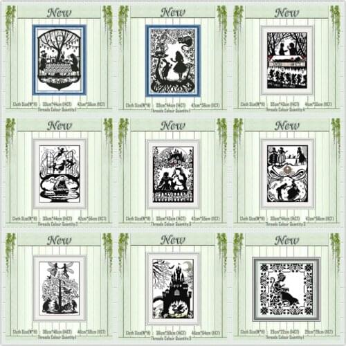 Black and white characters girl fairy counted printed on the canvas DMC 14CT 11CT DIY Cross Stitch Embroidery kit Needlework Set