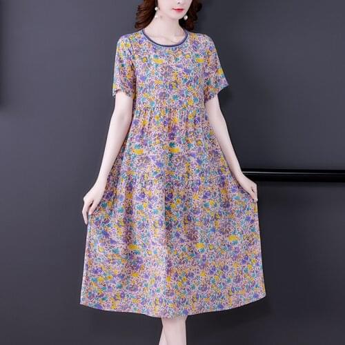 2021 Summer New Style Fashionable Comfortable Large Size Loose Party Travel Short Sleeve Round Neck Dress Dresses for Women