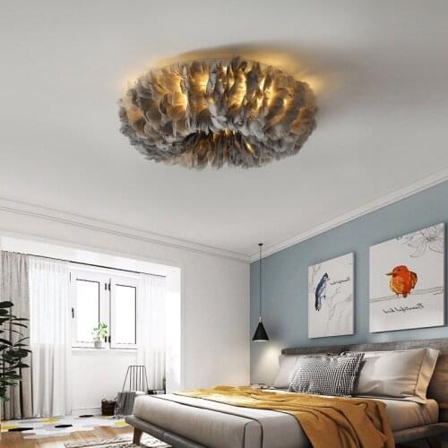 Feather E27 ceiling light Living room dining room bedroom study room ceiling lamp Commercial & Office Decorative Lighting