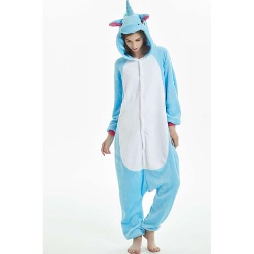 Adult Unicorn Pajamas Anime Animal Women Men Pajama Set Flannel Cosplay Onesies Stitch Bear Kawaii Pijama Homewear Suit
