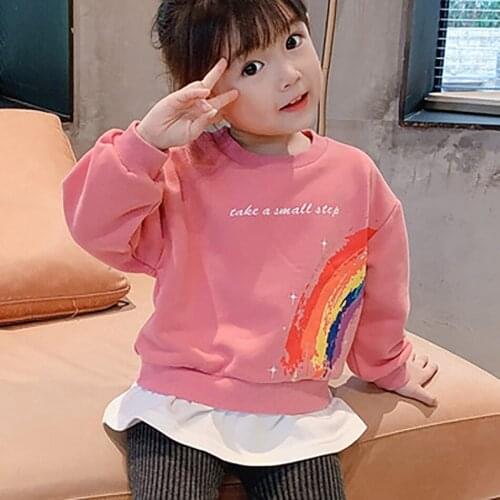 Kidswant Toddler Baby Boy Girls Sweatshirt Top Rainbow Striped Print Long Sleeve Top Hoodies Casual Clothing Outwear