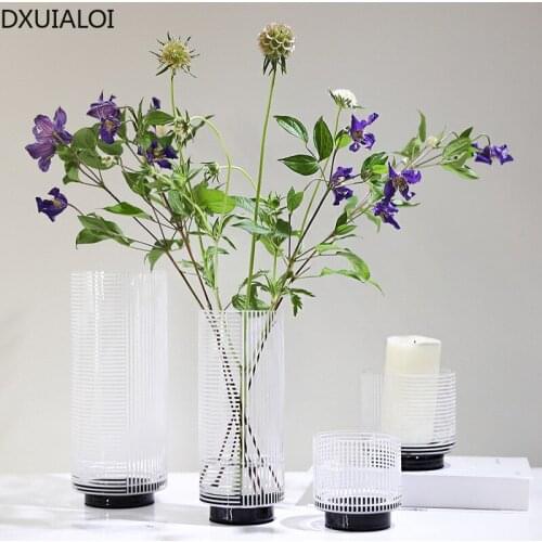New Chinese Simple Classic Nordic Transparent Glass Vase High-end Floral Flower Arrangement Floral Home Decoration DXUIALOI