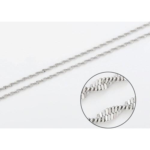 XP Jewelry --( 60 cm x 2 mm ) 24 inch Tiny White Water Wave Chain Necklaces for Women Men Rhodium Gold Color Fashion Jewelry