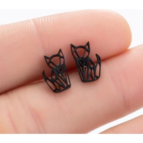 2021 New Style Hollow Out Fox Stud Earring Fashion Women Body Penetration Stainless Steel Earring Trend Women Party Jewelry