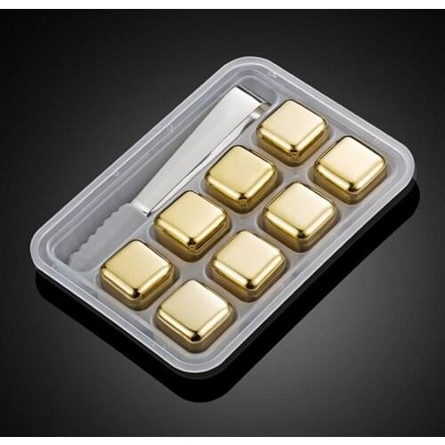 Golden Ice Cube Set Stainless Steel Reusable Beer Vodka Cooling Cooling Ice Cube Restaurant Hotel Accessories
