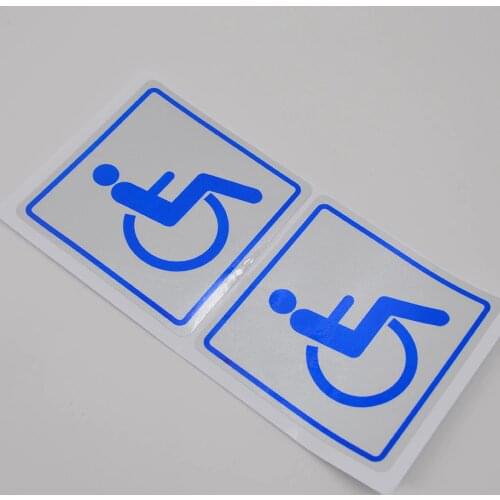 1 Pair 100 x 100mm Car Window Bumper Disabled Badge Sticker Decal Double-sided Adhesive Auto Paste