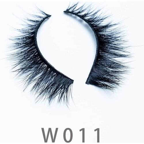 10mm W11 3D Handmade Real Mink Strip Eye Lashes Natural Thick Long False Eyelashes Extension Dramatic Fake Makeup Beauty Tools
