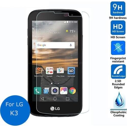 10pcs/lot Tempered Glass Original 9H Explosion-proof Protective Film Screen Protector for LG K3 K100 LS450