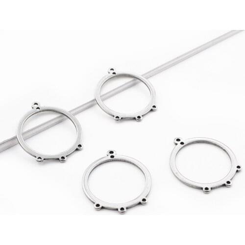 10pcs Stainless Steel Charms Open Hollow Round Connector Pendant For Necklace Bracelet Earring Jewelry Making Accessories