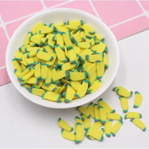100g/Lot 1cm Banana Polymer Clay Slices Soft Pottery Fruits Sprinkles for DIY Crafts Filling Decoration Accessories