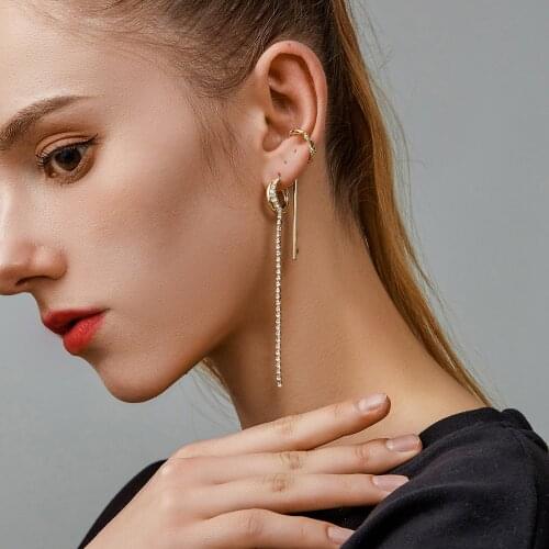 2pcs Earrings Jewelry Fashion Personality Metal Ear Clip Tassel Earrings For Women Gift Pendientes Ear Cuff Caught In Cuffs