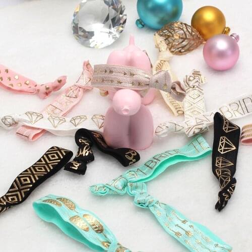 3Pcs Team Bride Tribe Bridesmaid Hair Tie Wristband Bracelet Bachelorette hen Party Wedding Bridal Shower decoration HL46