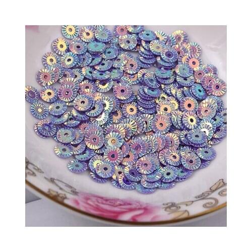 3000Pcs 6mm Round Wheel Flower Gold Plating Loose Sequins Sewing PVC DIY Paillette Light Purple Confetti Spangles