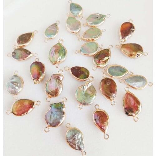 5 PCS /LOT 100% freshwater loose pearl with baroque ,tear-drop shape pearl with 2 hanging ,DIY PEARL BEADS, treated COLORS