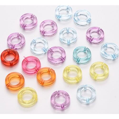 500g Transparent Acrylic Flat Round Beads Mixed Color Beads For DIY Jewelry Making 12x3.5mm, Hole: 1.4mm; about 1950pcs