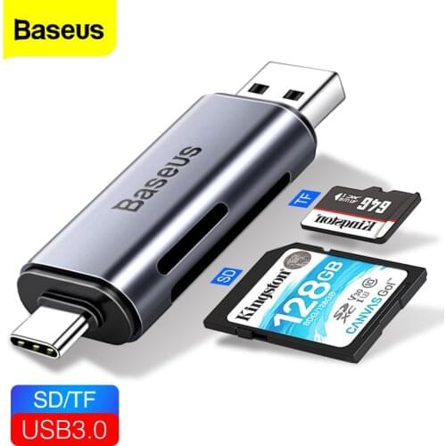 Baseus 2 in 1 Card Reader USB 3.0 &USB Type C to SD Micro SD TF Card Reader OTG Adapter Smart Memory Microsd Cardreader For iPad