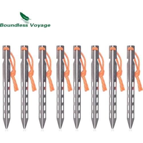 Boundless Voyage Titanium Tent Pegs Outdoor Camping Tent Stakes Tent Accessories Heavy Duty Aluminum Alloy Pegs Nails 4/6/8pcs